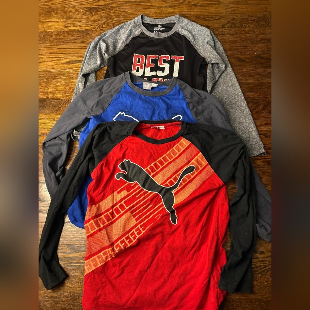 Bundle - 3 Long Sleeve Shirts 2 Puma one Performance Active Tee
